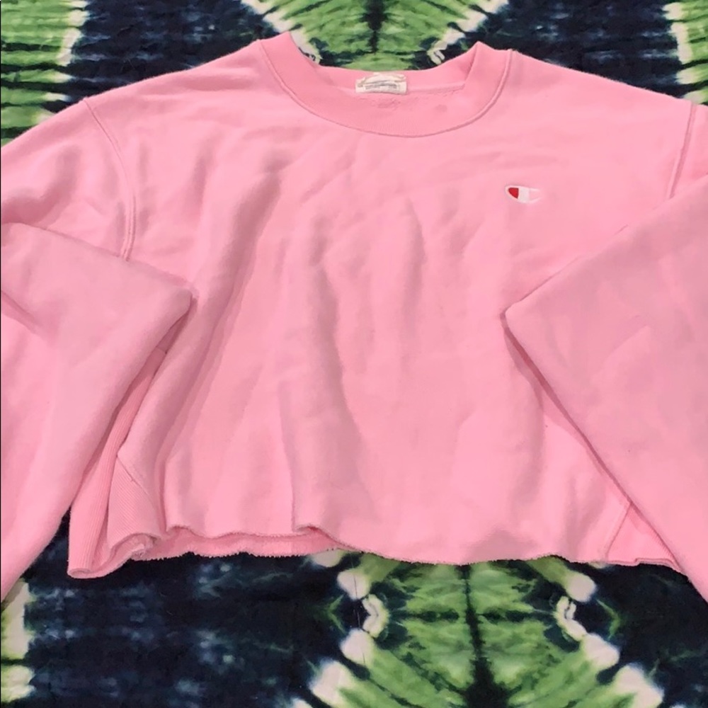 Pink Champion Reverse Weave Cropped Sweatshirt